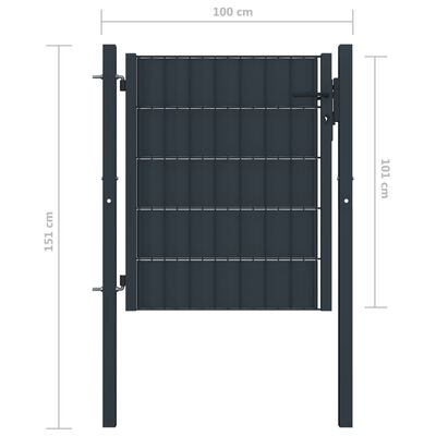vidaXL Порта за ограда, PVC и стомана, 100x101 см, антрацит
