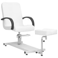 vidaXL Козметичен стол с опора за крака, бял, 127x60x98 см, еко кожа