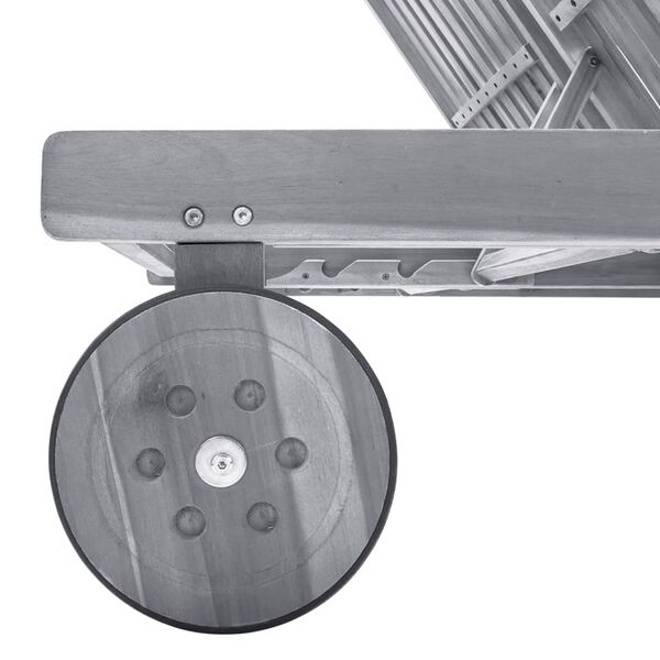 vidaXL 2-местен градински шезлонг с шалте, сив, акациево дърво масив