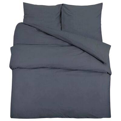 vidaXL Комплект спално бельо, тъмносив, 140x200 см, памук