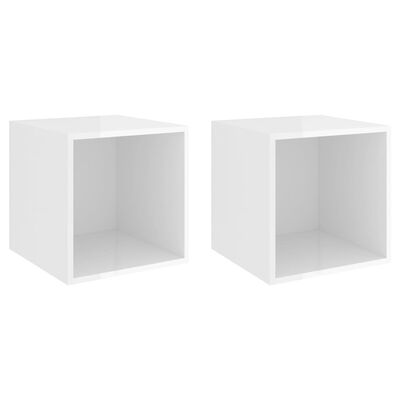 vidaXL Стенни шкафове, 2 бр, бял гланц, 37x37x37 см, ПДЧ