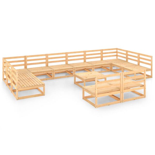 vidaXL Градински лаундж комплект, 13 части, бор масив