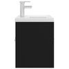 vidaXL Шкаф за баня с вградена мивка, черен, инженерно дърво
