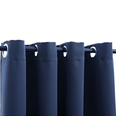 vidaXL Затъмняващи завеси с метални халки, 2 бр, сини, 140x225 см
