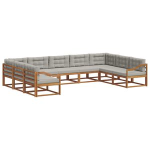vidaXL Комплект дивани за открито 9 pcs Естествено и светло сиво
