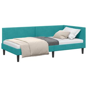 vidaXL Ъглова рамка за легло Тюркоаз 80 x 200 cm Кадифе