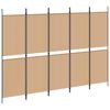 vidaXL 5- панелен разделител за стая Бежово 250 x 180 cm Текстил
