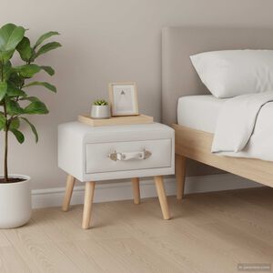 vidaXL Нощно шкафче, бяло, 40x35x40 см, изкуствена кожа
