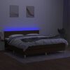 vidaXL Боксспринг легло с матрак и LED, тъмнокафяво, 180x200 см, плат