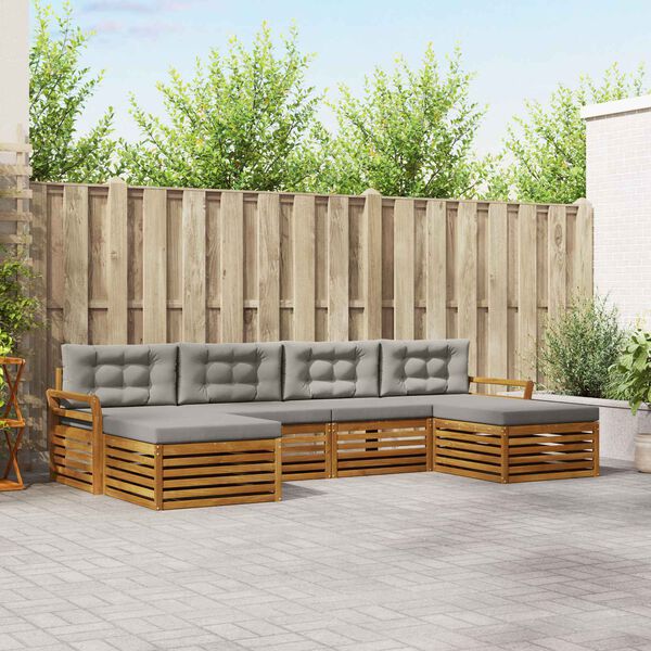 vidaXL Комплекти дивани с възглавница 6 pcs Естествено и светло сиво