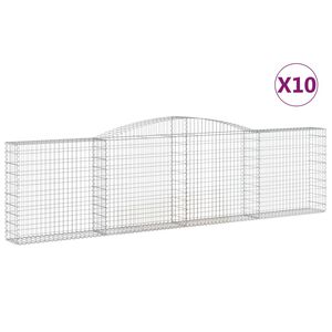 vidaXL Габионни кошници арка 10 бр 400x30x100/120см поцинковано желязо