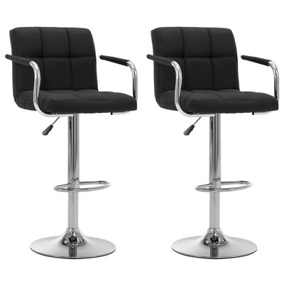 vidaXL Бар столове, 2 бр, черни, текстил