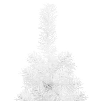 vidaXL Тънка изкуствена половин коледна елха със стойка бяла 120 см