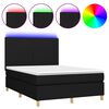 vidaXL Боксспринг легло с матрак и LED, черно, 140x200 см, плат