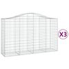 vidaXL Габионни кошници арка 3 бр 200x50x120/140см поцинковано желязо
