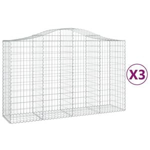 vidaXL Габионни кошници арка 3 бр 200x50x120/140см поцинковано желязо