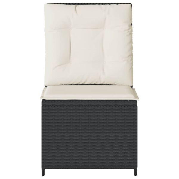 vidaXL Наклоняем градински диван с възглавници, черен полиратан