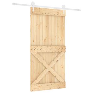 vidaXL Преплъзваща се врата 100 x 210 cm Естествено и бяло