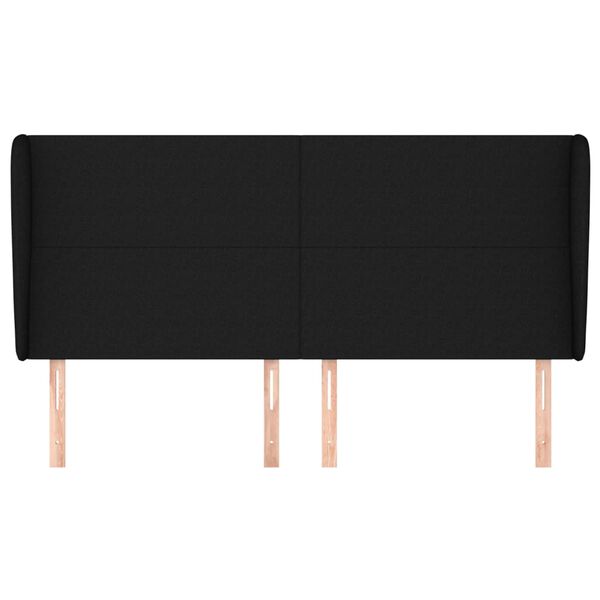 vidaXL Горна табла за легло с уши, черна, 183x23x118/128 см, плат