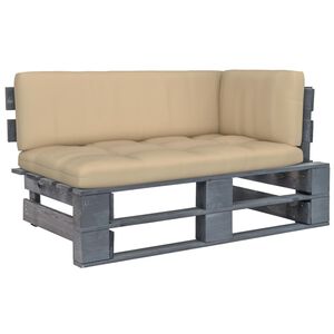 vidaXL Градинска палетен ъглов диван сив импрегнирано борово дърво