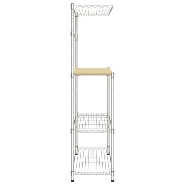 vidaXL 4-етажен рафт за микровълнова, 90x35x150 см, хромиранo желязо