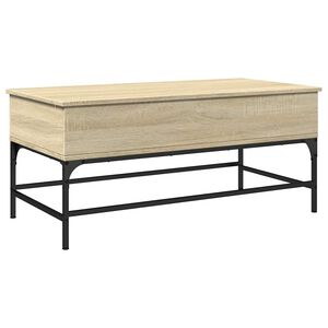 vidaXL Кафе маса, дъб сонома, 100x50x45 см, инженерно дърво и метал