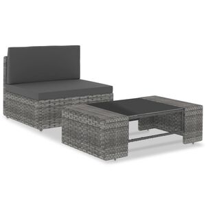 vidaXL Градински комплект за отдих, 2 части, полиратан, сив