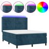 vidaXL Боксспринг легло с матрак и LED, тъмносиньо, 140x190 см, кадифе