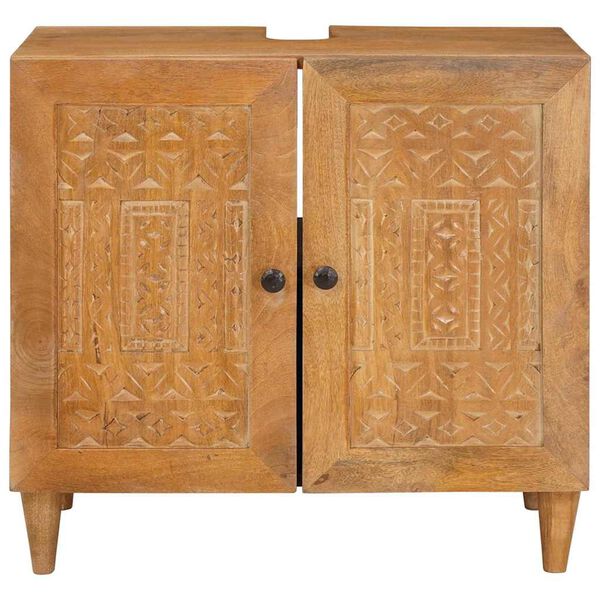 vidaXL Шкаф за баня Монтиране на стена Светло кафяво 62 x 33 x 58 см