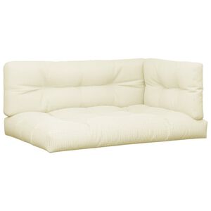 vidaXL Палетни възглавници, 3 бр, кремави, текстил