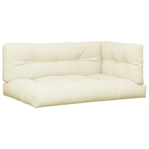 vidaXL Палетни възглавници, 3 бр, кремави, текстил