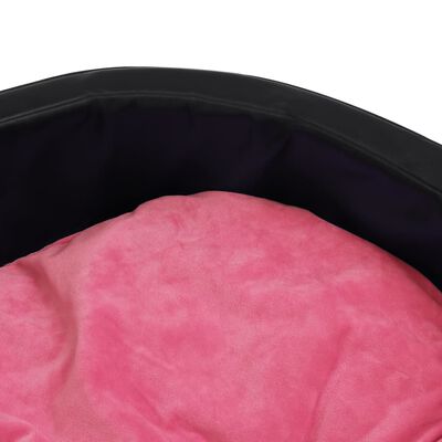 vidaXL Кучешко легло черно и розово 99x89x21 см плюш и изкуствена кожа