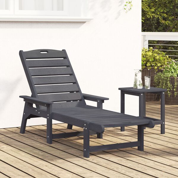 vidaXL Шезлонг Светлосиво 195.5 x 53 x 98.5 см HDPE