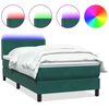 vidaXL Боксспринг легло с матрак и LED, тъмнозелено, 100x210 см, кадифе