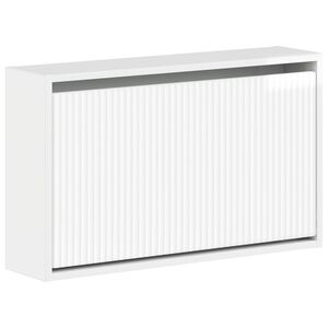 vidaXL Стенно шкафче за обувки ARNHEM 71 x 17 x 43 см Бял гланц