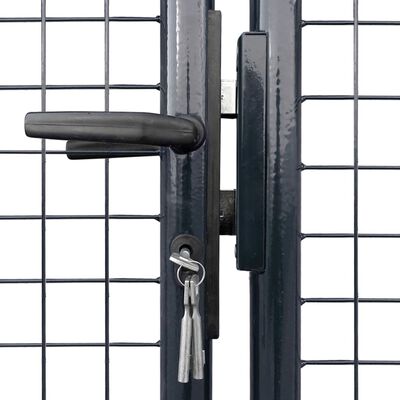 vidaXL Портална дворна врата, поцинкована стомана, 289x150 см, сива