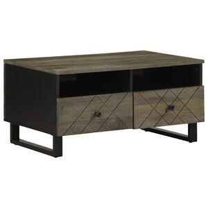 vidaXL Кафе маса, черна, 80x54x40 см, мангово дърво масив