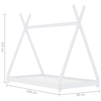 vidaXL Рамка за детско легло, бяла, бор масив, 90х200 см