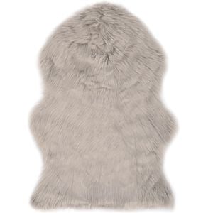 vidaXL Килим, 60x90 см, изкуствена овча кожа, светлосив