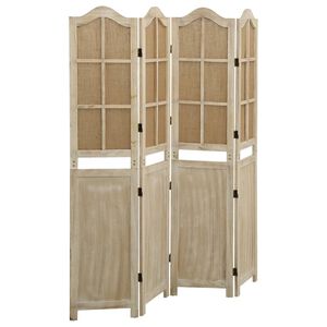vidaXL Параван за стая, 4 панела, кафяв, 140x165 см, плат