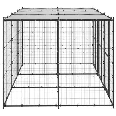 vidaXL Външна стоманена клетка за кучета с покрив 7,26 m²