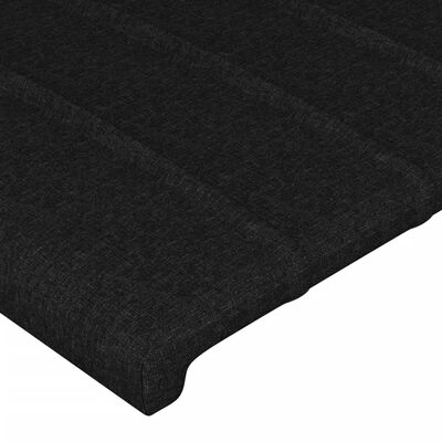vidaXL LED горна табла за легло, черна, 147x16x118/128 см, плат