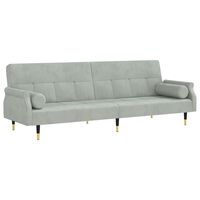 vidaXL Разтегателен диван с възглавници, светлосив, кадифе
