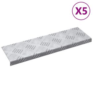 vidaXL Стъпало 5 бр. 60 x 18 x 2,5 см Сребрист Алуминий Правоъгълна