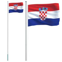 vidaXL Флаг на Хърватия и флагщок, 6,23 м, алуминий