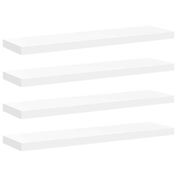 vidaXL Окачени стенни рафтове, 4 бр, бели, 90x23,5x3,8 см, МДФ