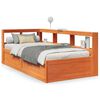 vidaXL Легло с етажерка за книги, без матрак, 90x200 см, бор масив