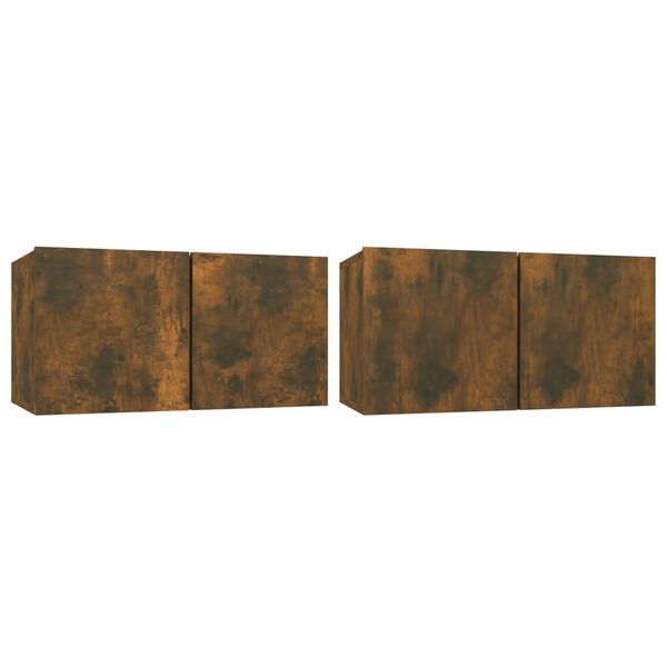 vidaXL Комплект ТВ шкафове от 4 части, опушен дъб, инженерно дърво