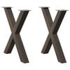 vidaXL Крака за трапезна маса, X-образни, 2 бр., естествена стомана, 80 x (72-73) см, стомана