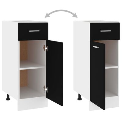 vidaXL Долен шкаф с чекмедже, черен, 30x46x81,5 см, ПДЧ